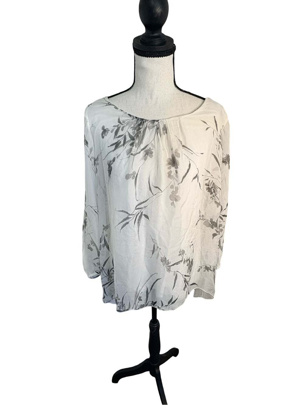 Rosemarine Made in Italy 100% Silk Floral Blouse Size S